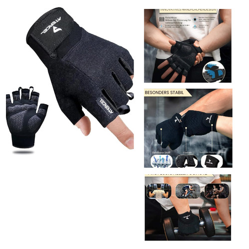 Fitnesshandschuhe schwarz - schwarz, xl